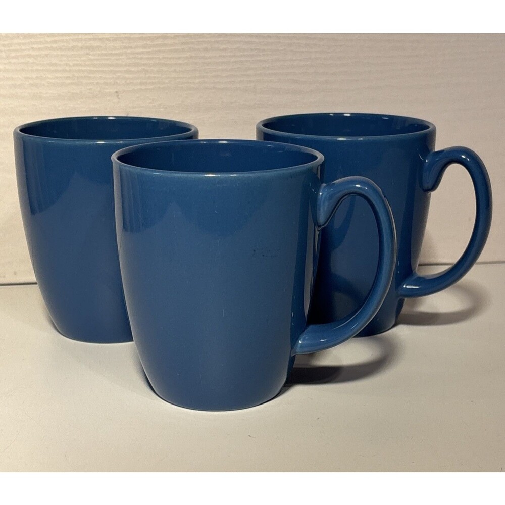 Corelle Mugs Medium Blue Stoneware 12 Oz. Set Of 3
